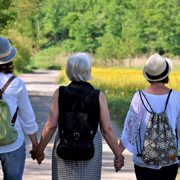 Drei Menschen beim Wandern